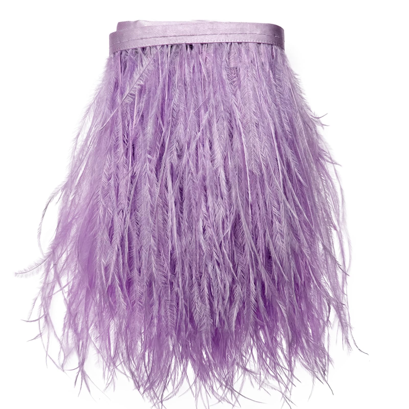 Happy feather 2 Yards 5-6inch Dyed Ostrich Feathers Trim Fringe for DIY Dress Sewing Crafts Costumes Decoration -Light Purple
