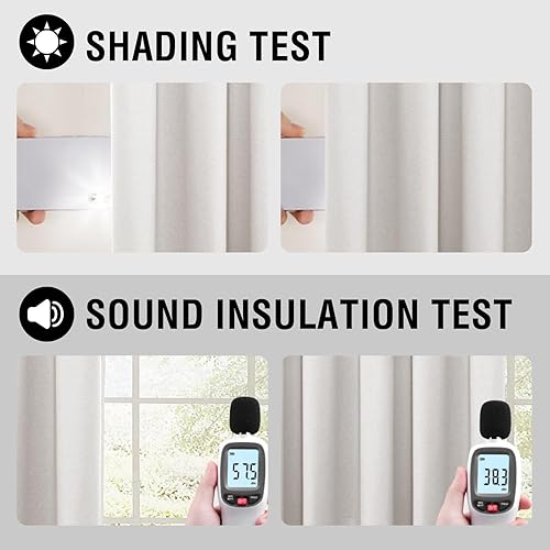 Miniatura 5 de H.VERSAILTEX - Cortinas 100% opacas con aislamiento térmico, texturizadas, de lino, con bloqueo de calor y luz completa, psala de estar y