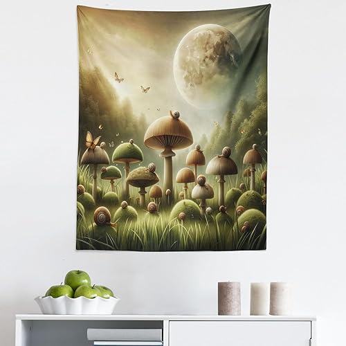 Miniatura 94 de Ambesonne Tapiz de fantasía, paisaje de fantasía con reloj, rayos de cielo de ensueño desde el techo, arte ficticio, colgante de pared ancho para