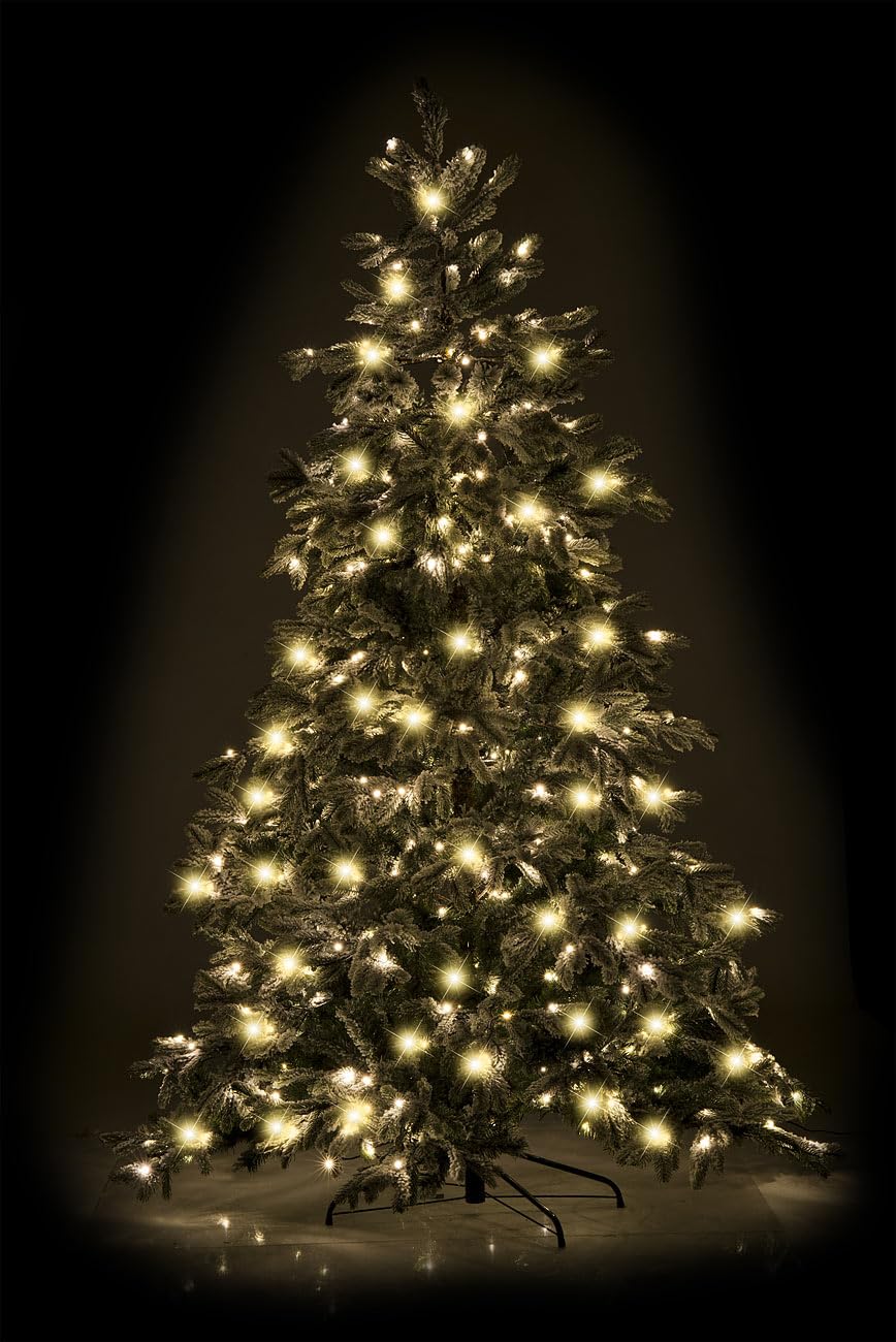 infactory Elektrischer Tannenbaum: Künstlicher Weihnachtsbaum, weiße Spitzen, 500 LEDs, 70 Äste, 225 cm (Elektrischer Weihnachtsbaum, Christbaum, weiß) Küche, Haushalt & Wohnen