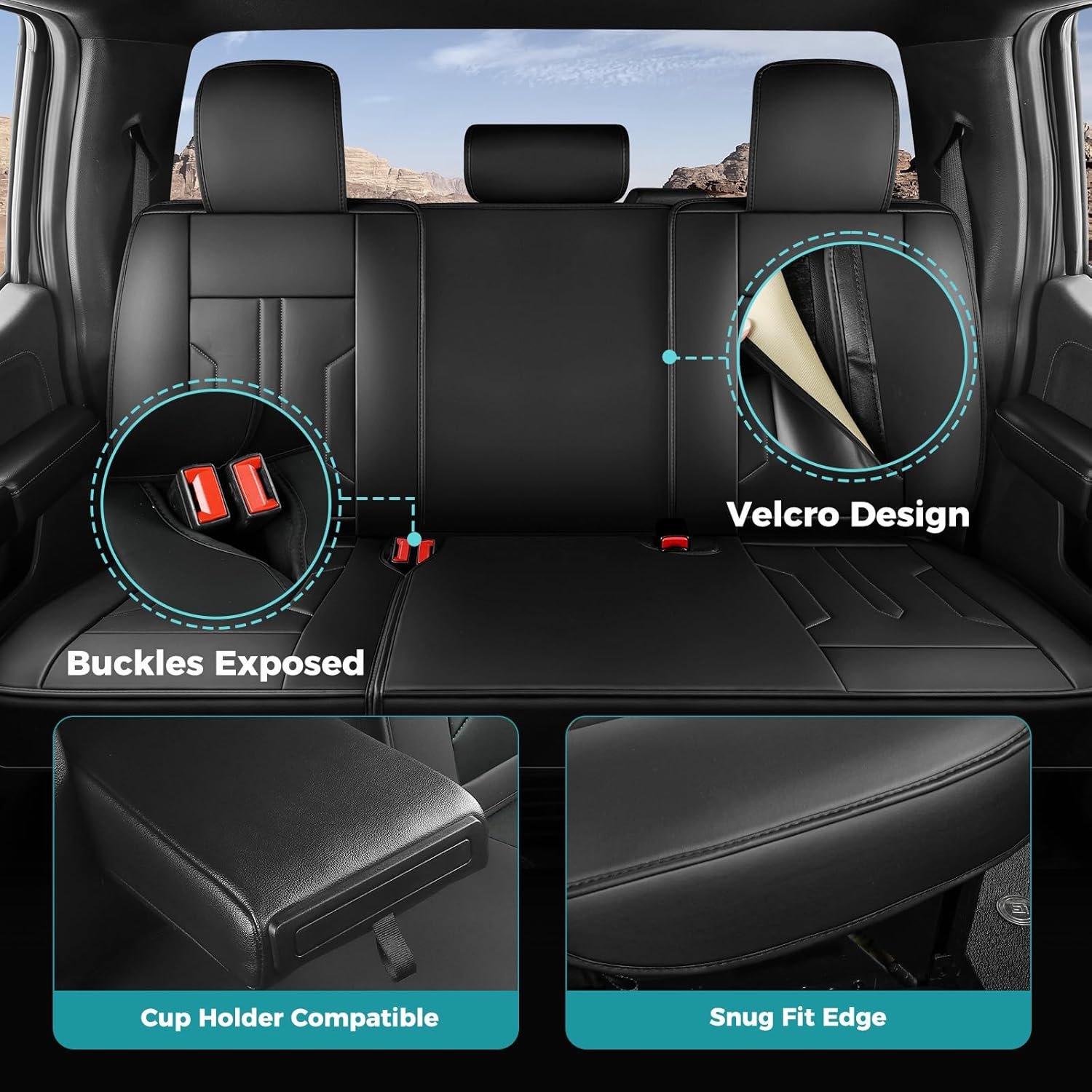 Seat Covers for Ford F150 2009-2025, F250 F350 F450 Crew Cab 2017-2025, Faux Leather Car Seat Covers Full Set, Waterproof Seat Covers for Cars Trucks Pickup,BlackGrey