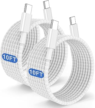 USB C to C Fast Charging Cable 10ft 60W Type C to C Charging Cable for Apple iPhone 16 Pro Max/16/15 Plus/15 Pro Max, MacBook Pro 2021/2020/2019/2018, iPad 5.9/11"/Mini/Air 5/4, Samsung Galaxy