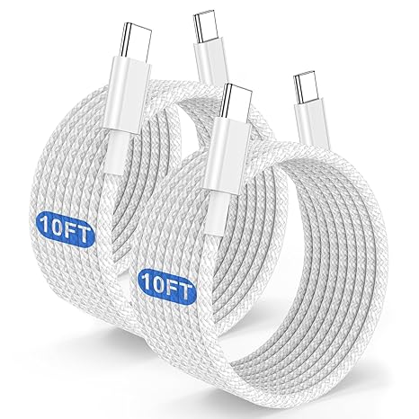 Long USB C to C Fast Charging Cable 10ft, 60W Type C to C Charger Cord for Apple iPhone 15 Plus/16 Pro Max, MacBook Pro 2021/2020/2019/2018,iPad 12.9/11 inch/Mini/Air 5/4,Samsung Galaxy S23+/S23 Ultra