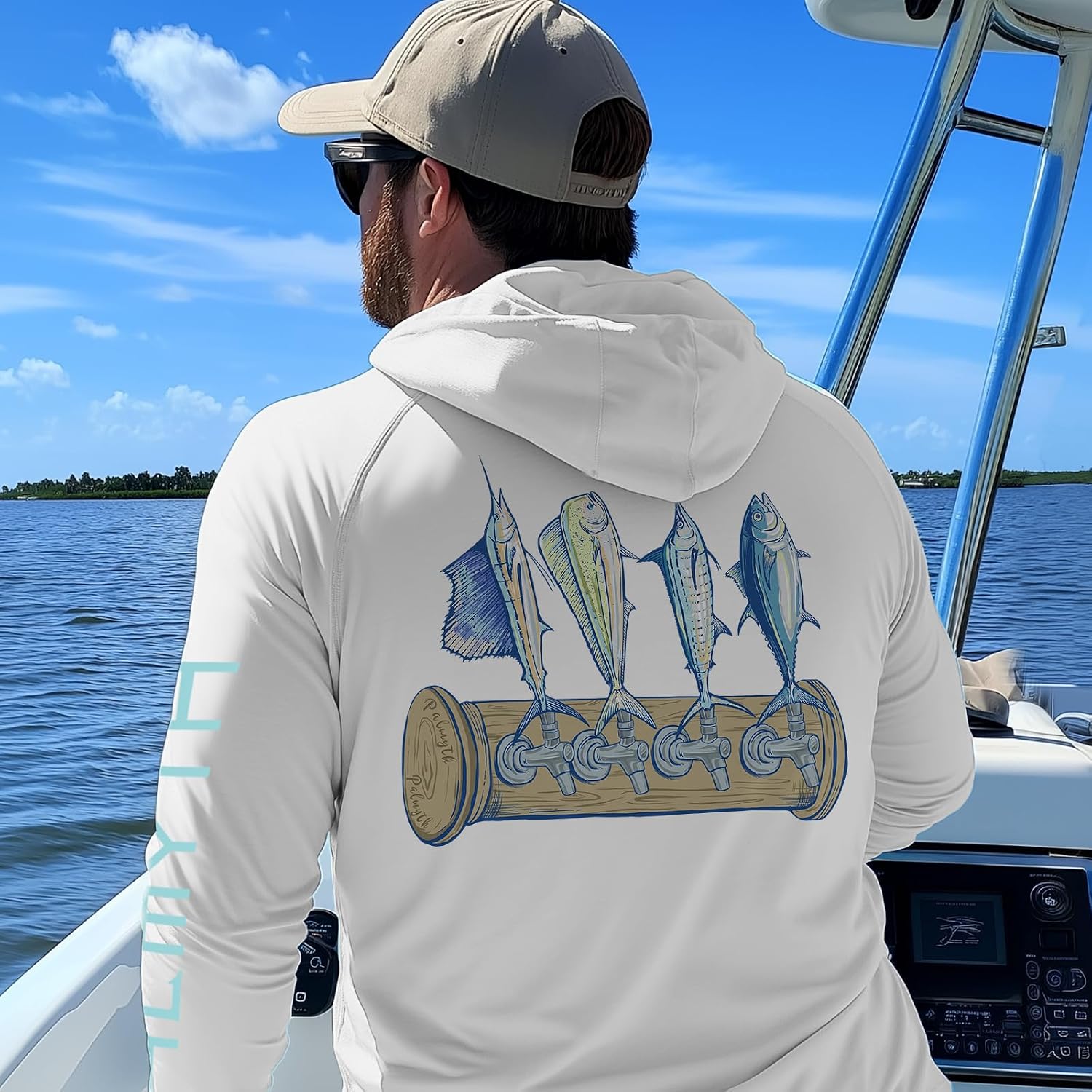 Palmyth Men's UPF 50+ Long Sleeve Fishing Hoodie Shirt with Neck Gaiter image 2