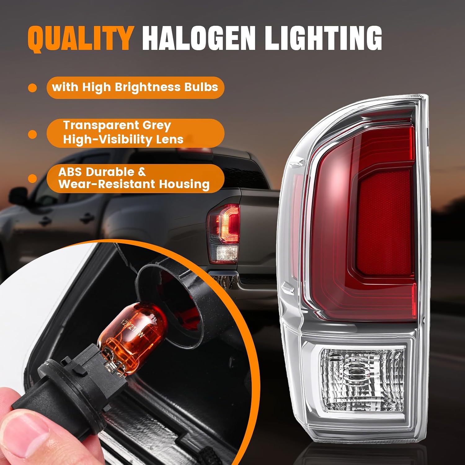 Tail Light Assembly Compatible with 2016-2023 Toyota Tacoma, Rear Taillight Brake Signal Assemblies with Bulbs, Replace 81560-04210 (Left Driver Side)