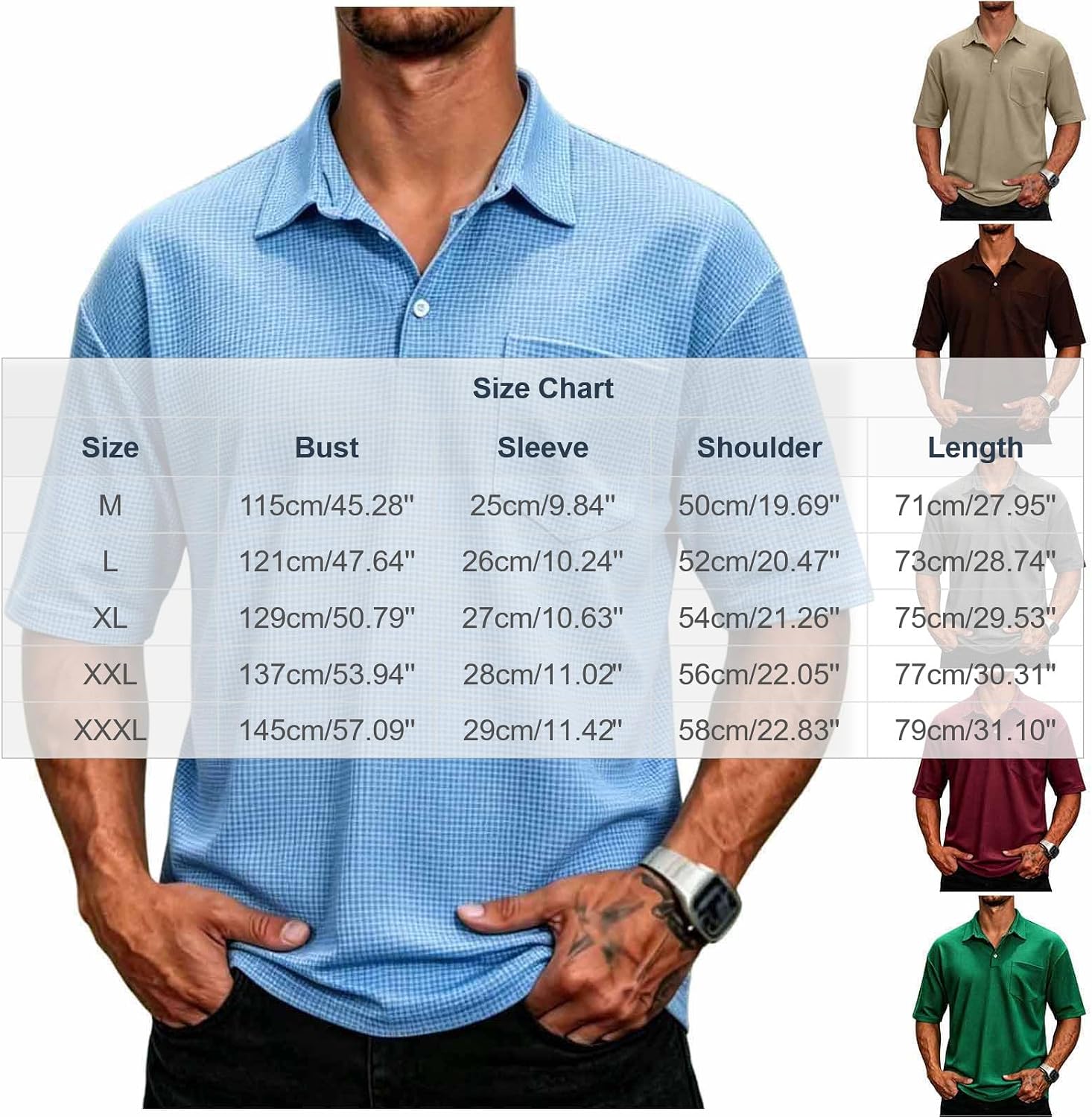 Mens Textured Short Sleeve Shirt Casual Knit Golf Shirts with Chest Pocket Summer Business Work Resort Top 2026