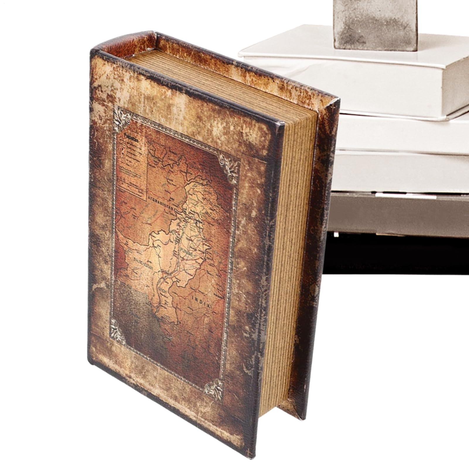 Faux livres décoratifs et boîte de rangement vintage de salon