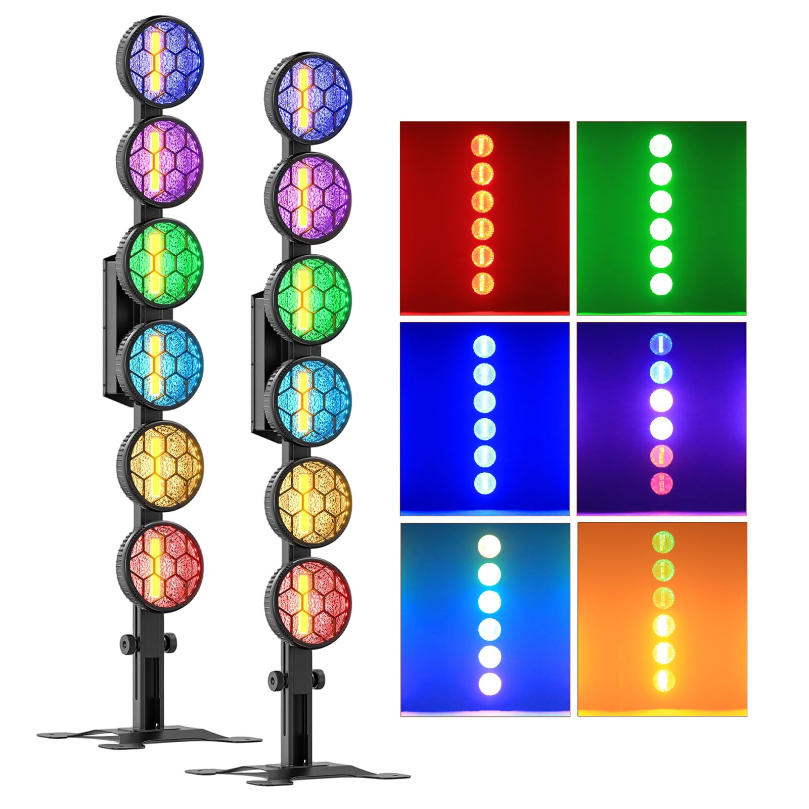 300W LED Par Luci da Palco Lineare Vintage COB,6x50W COB Luce Dorata + 168 LED RGB,Faretto Palcoscenico DMX Luce Della Festa,Luce Stroboscopica per Bar DJ Discoteca Matrimoni Halloween Natale,2PCS
