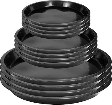 PeoMev 12Pack Plant Saucer - 8 10 12 Inch Plant Tray Round Plastic Plant Drip Trays for Indoor Outdoor Garden Plants, Collects Flower Pot Drainage and Excess Water