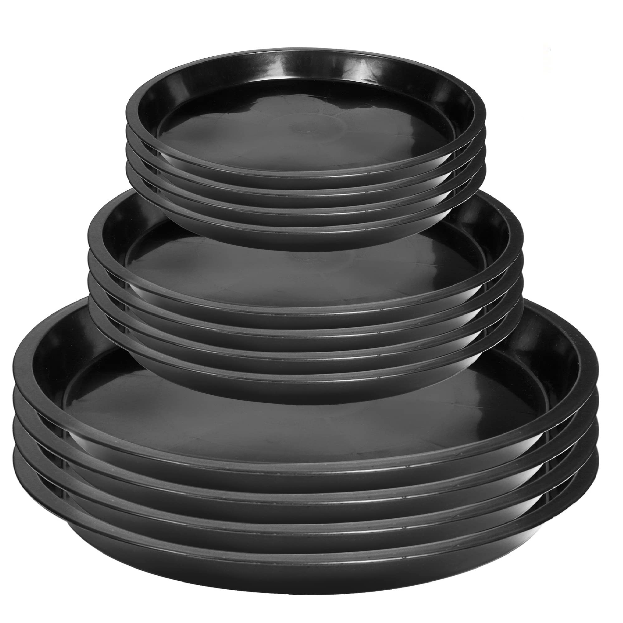 12Pack Plant Saucer - 8 10 12 Inch Plant Tray Round Plastic Plant Drip Trays for Indoor Outdoor Garden Plants, Collects Flower Pot Drainage and Excess Water