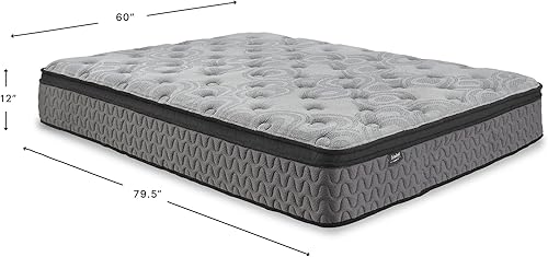 Miniatura 2 de Signature Design by Ashley Queen Mask Augusta2 - Colchón híbrido de 12 pulgadas con soporte lumbar, espuma viscoelástica de gel, sin fibra