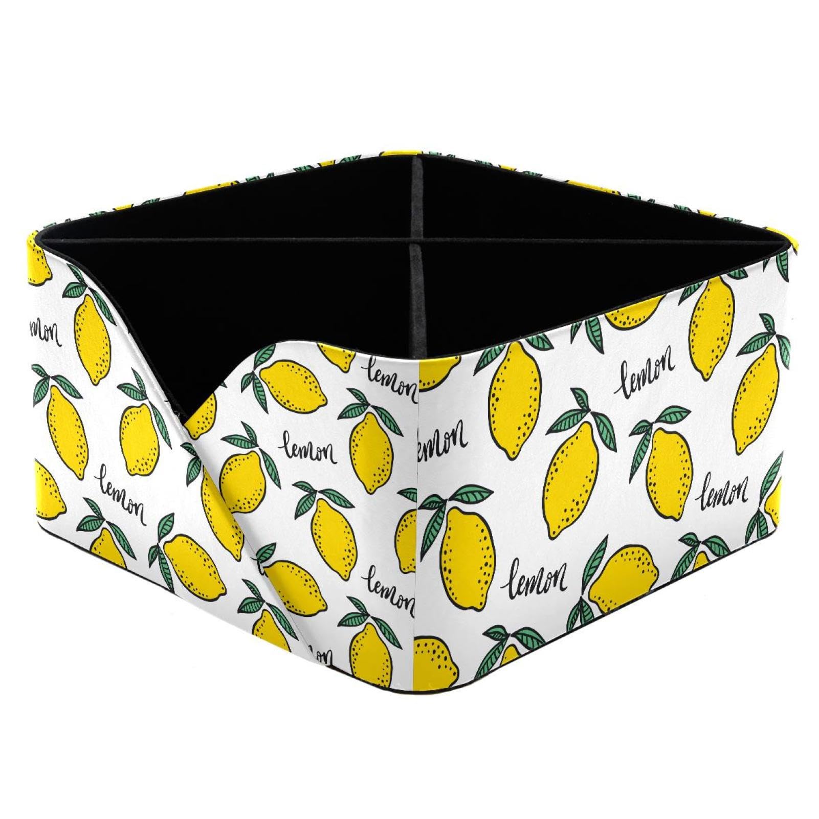 KengjuTesu Lemons and Green Leaves Desktop Organizer Pen Holder, Rectangular Pencil Cup for Office, Study and Makeup Stations
