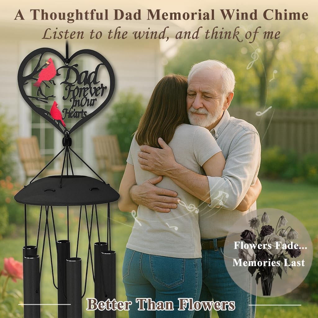 Memorial Wind Chimes, 36" Wind Chimes for Loss of Dad Mom, Loss of Father Sympathy Gifts, Remembrance/Condolence/Bereavement Gifts in Memory of Dad - Image 2