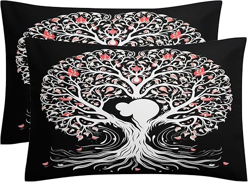 Miniatura 2 de Juego de funda de edredón con diseño de árbol de la vida, tamaño individual, 3 piezas, funda de edredón de fantasía y 2 fundas de almohada de
