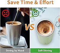 Vista 2 de Taza autoagitadora, taza eléctrica de mezcla automática con agitación magnética, recargable para café, leche y cacao (B-verde)