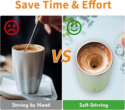 Miniatura 2 de Taza autoagitadora, mezcladora eléctrica, magnética, recargable, para café, oficina, viajes, apta para café, leche, cacao (B-verde)