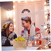 Vista 4 de Cesta tejida con asa Cestas de madera grandes de viruta de ratán Contenedor de almacenamiento Artículos para el hogar