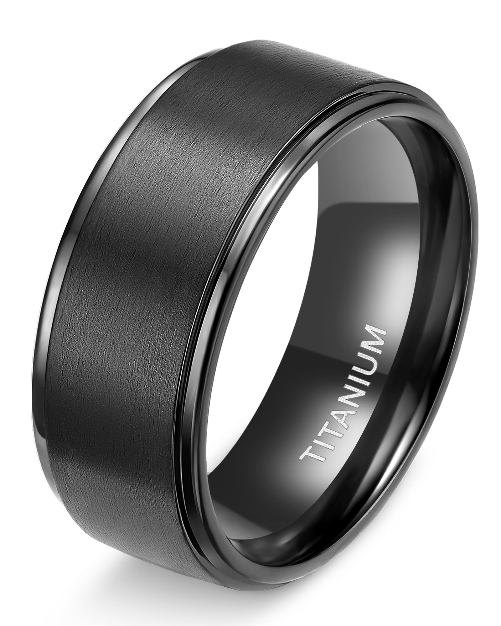 TIGRADE 4mm 6mm 8mm 10mm Black Titanium Rings Wedding Band Matte Comfort Fit for Men Women Size 3-15,Black 10MM, Size 9.5, Titanium, titanium