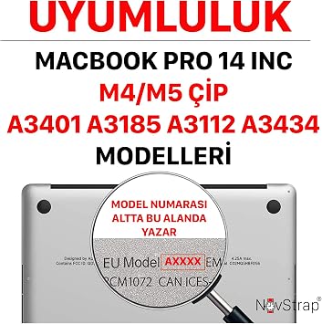 NovStrap Apple MacBook Pro 14 inç M4/M5 A3434 A3401 A3112 A3185 ile Uyumlu Trackpad Koruyucu Film