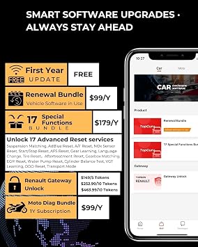 TOPDON TopScan Pro OBD2 diagnostic device Bluetooth car diagnostic device OBDII diagnostic tool for all vehicles 13+ reset services code reader for iOS & Android FCA and CAN-FD