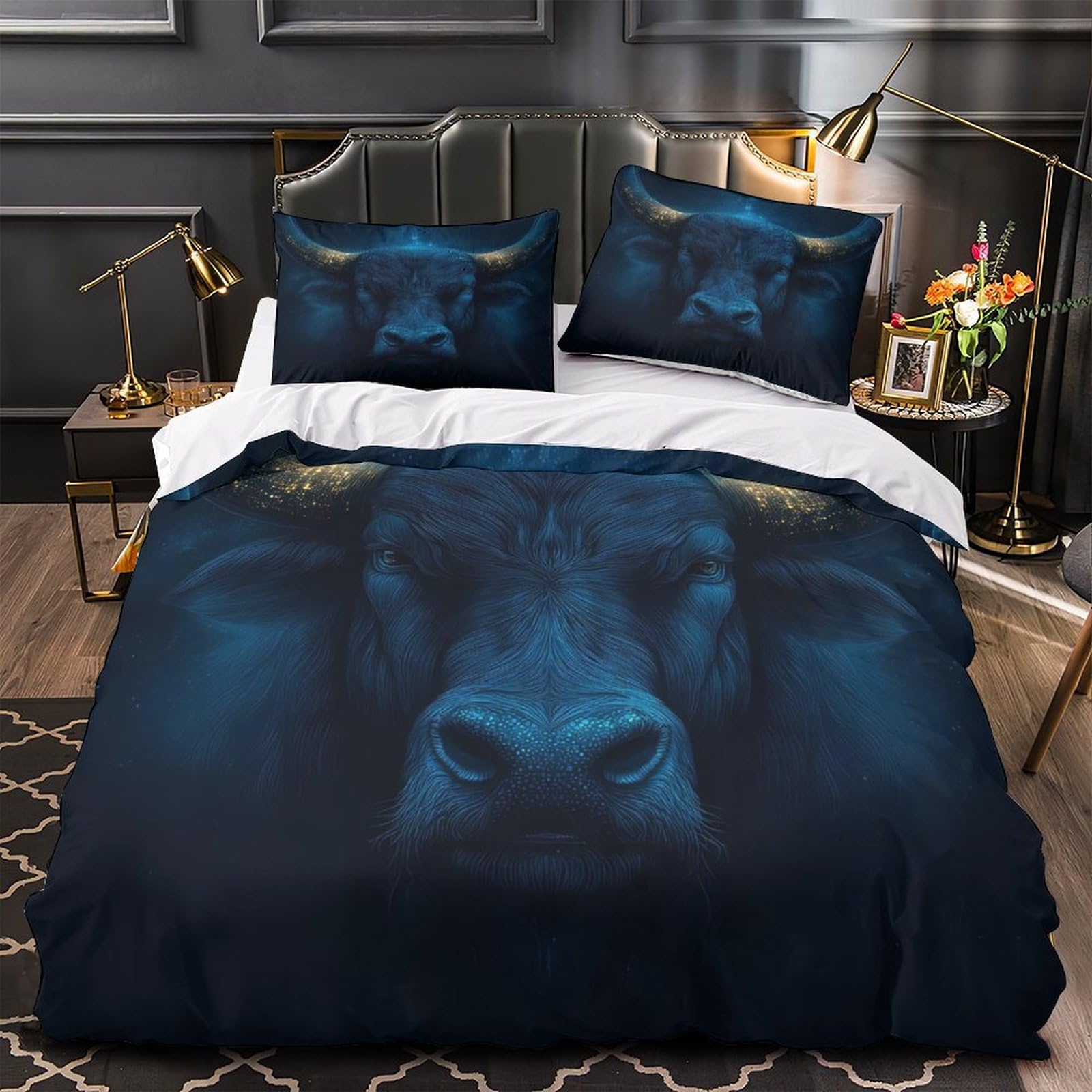Housse de couette cerf 200x200 parure de lit fermeture éclair 3D