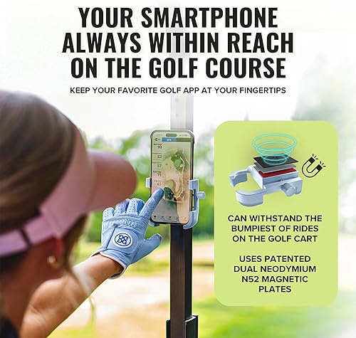 Miniatura 56 de Stripebird - Soporte magnético para teléfono original de golf - Accesorio para carrito de golf - Soporte delgado para teléfono inteligente - Celda