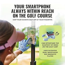 Stripebird Original Magnetic Golf Cart Phone Holder (SilverBlue), Golf Caddy, Coolest Golf Cart Accessories, Cool Golf Gadgets, Slim Smartphone Mount