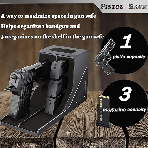 Miniatura 2 de Estante protector universal para pistolas, para almacenamiento seguro de armas, soporte para cargador de armas, 1 soporte para pistola y 3 ranuras