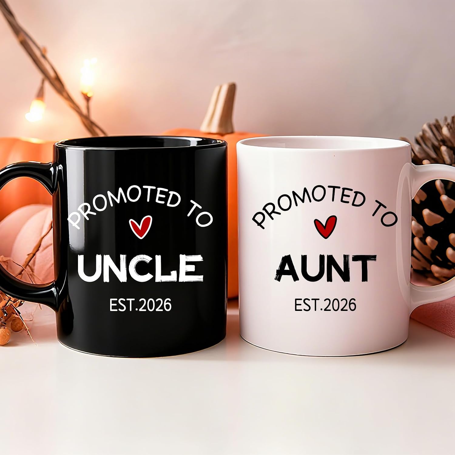 Ceramic Mug Set for New Aunt & Uncle 2026 - First-Time Keepsake Gift for Pregnancy Announcement & Gender Reveal (11oz) -128 image 4