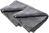WONKEY - Cake Polishing Wax Polishing Towel, Microfiber Plush Auto Car Cleaning Polishing Cloth, Edgeless Laser Cut Car Detailing Towel 40x40 cm - Pack of 2 Grey