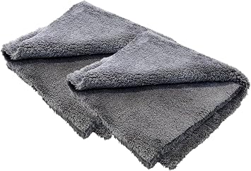 WONKEY - Pasta Cila Wax Parlatma Havlusu, Mikrofiber Peluş Oto Araba Temizlik Cilalama Bezi, Kenarsız Lazer Kesim Araba Detaylandırma Havlu 40x40 cm - 2'li Paket (Gri)