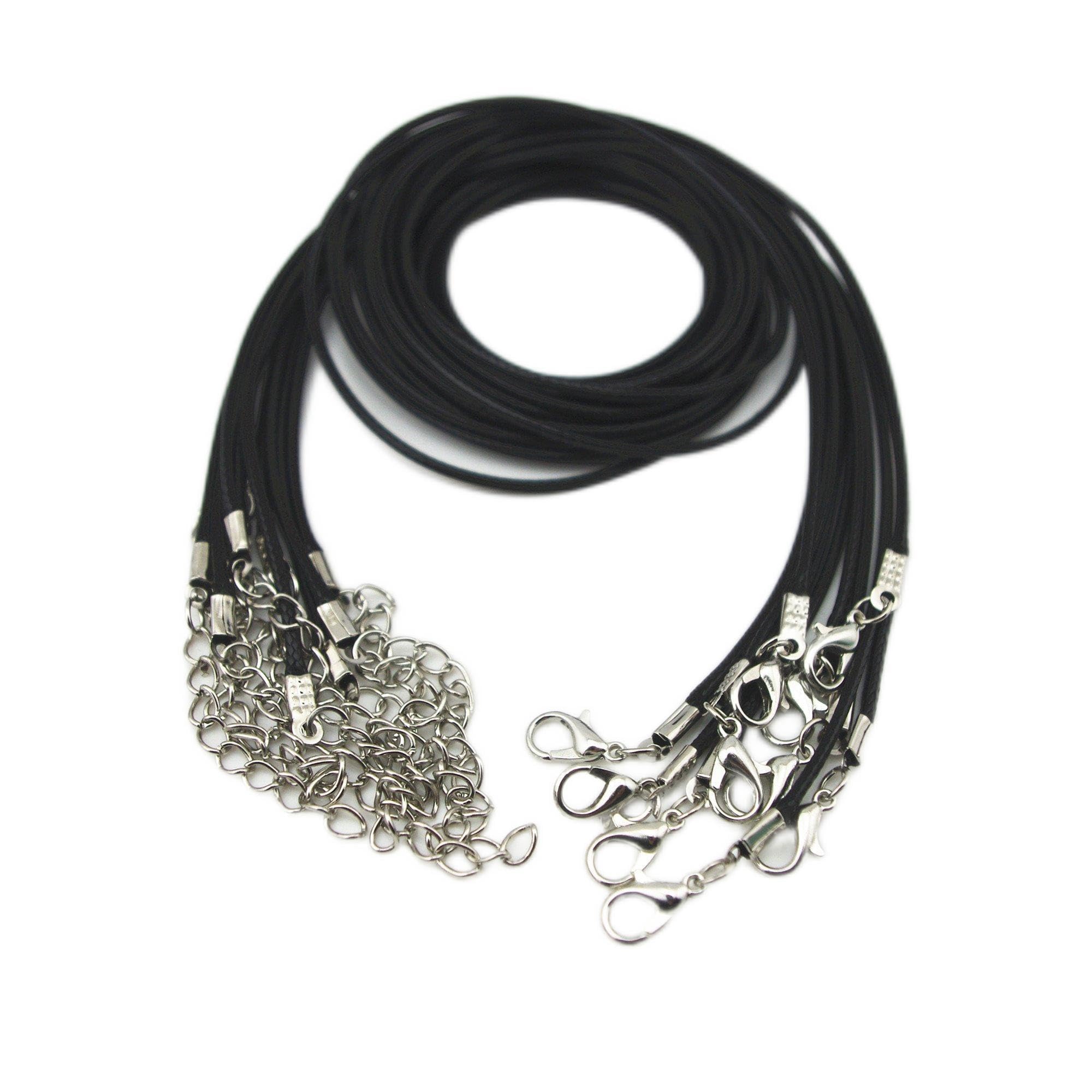 10pcs Black Leather Necklace Cord Chain, Craft Supplies