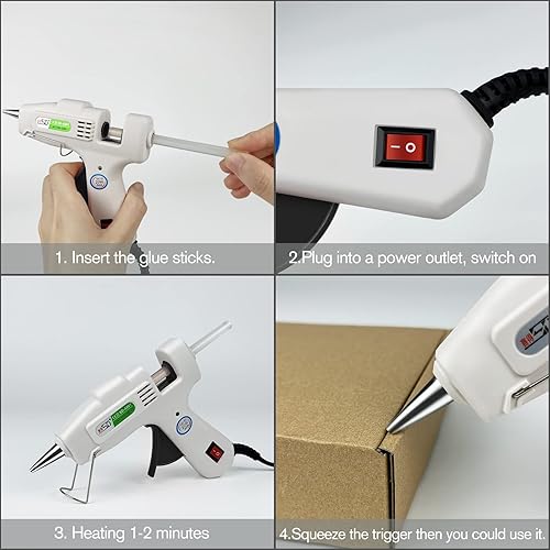 Miniatura 9 de Krightlink Kit de mini pistola de pegamento caliente con 10 barras de pegamento, fusión en caliente, alta temperatura para manualidades escolares,