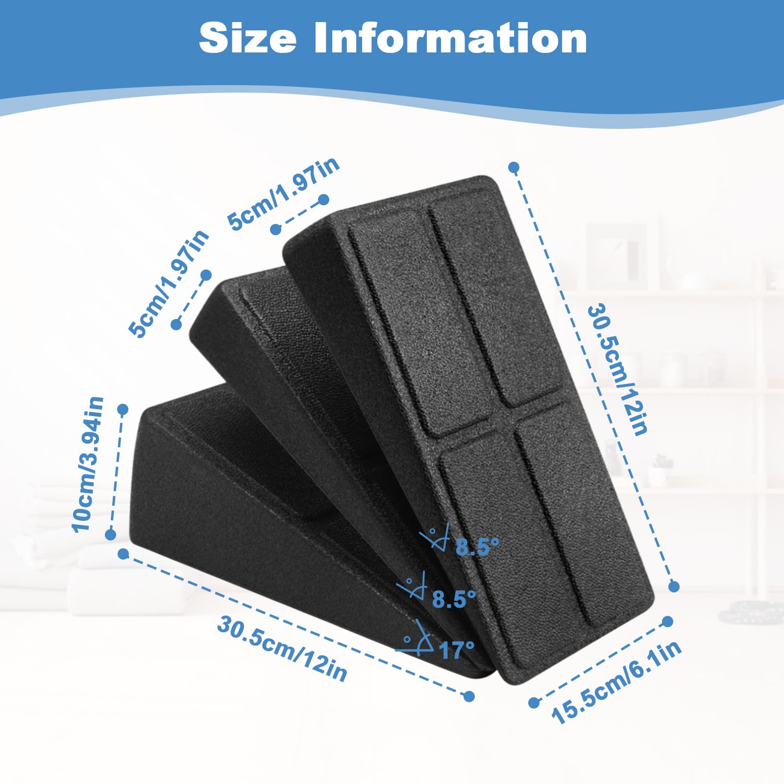 3 Piezas Cuña Sentadillas Espuma EPP Antideslizante Negro, Tablero Inclinado Squat Ajustable y Portátil, Equipo Fitness Ajuste Multiángulo para Entrenamiento Gym, Estiramiento & Fuerza Pantorrillas