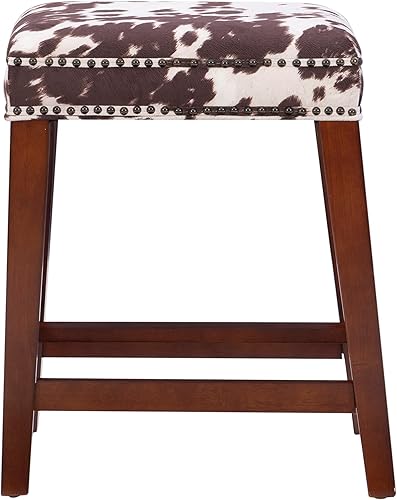 Miniatura 9 de Taburete de mostrador sin espalda con estampado de vaca marrón Harlow Linon Estampado de vaca café.,negro, (Black Cow Print),Gris