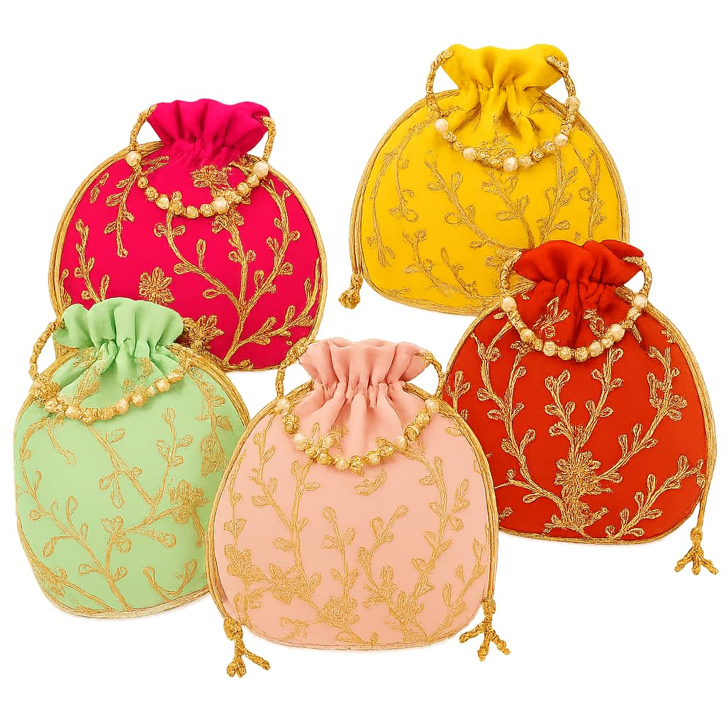 Embroidery return gift Potlis for womens, bridal potli bag for ladies for guest, potli batwa purse pouch for gifiting Traditional Embellished.