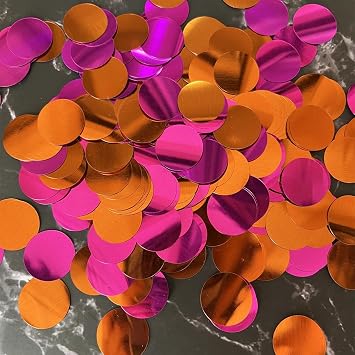 Hot Pink Orange Confetti 1 Inch in Diameter Circle Dot Metallic Sequins, for Bridal Shower Wedding Birthday Party Dessert Table Decorations Hot Pink Orange