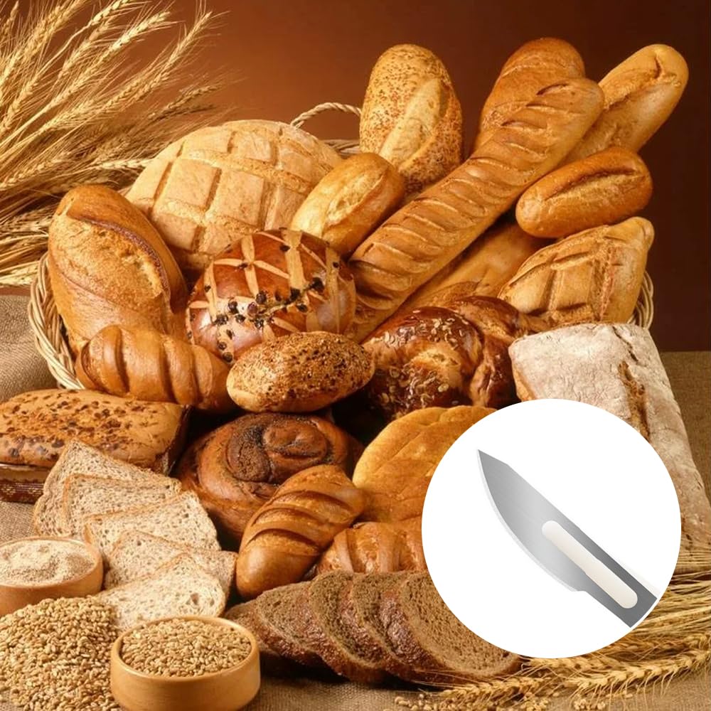 10 Piezas Cuchillo de Panadero, 15.5cm Herramienta de Corte de Pan, Cuchilla de Panadero, con Funda Protectora de Plástico, Cuchillo para DIY Pan Masa Hornear Cocina Bricolajeseños de Pan