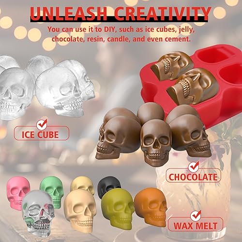 Miniatura 5 de Molde grande para bolas de hielo de whisky, un juego de 4 moldes grandes para cubitos de hielo, moldes redondos grandes, silicona reutilizable de