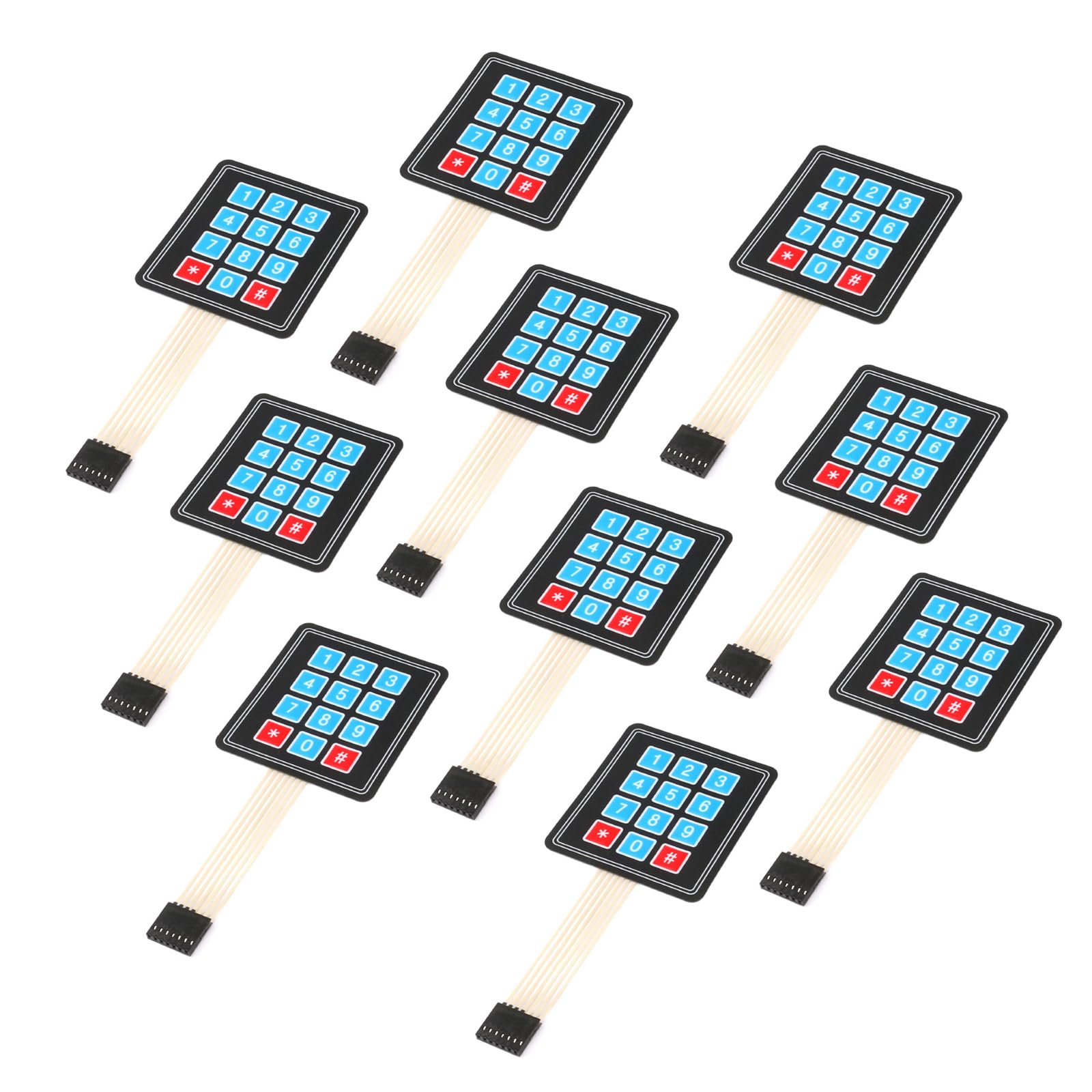 JESSINIE 10Pcs 3 x 4 Matrix Array Membrane Switch 69.2 * 76.9mm Keypad Keyboard 3x4 12 Key Matrix Array Membrane Switch Microcontroller Extended Keyboard 7Pin Dupont for Arduino-image-42