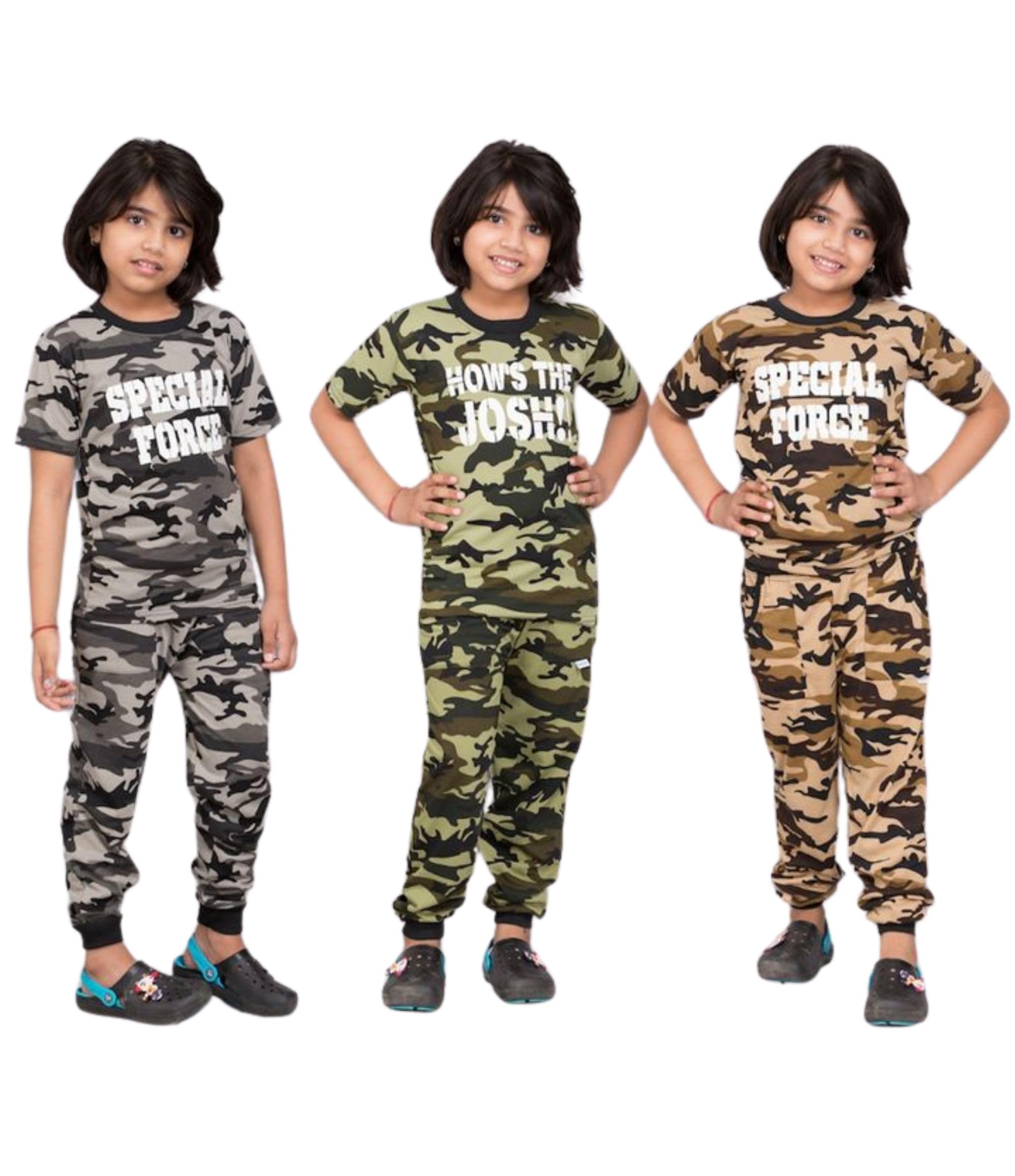 Trendy Casual Multicolor T-Shirt and Lower Set for Boys & Girls - Perfect for Summer Fun, Outdoor Activities, and Everyday Wear in Grey, Green, Brown Color-image-6