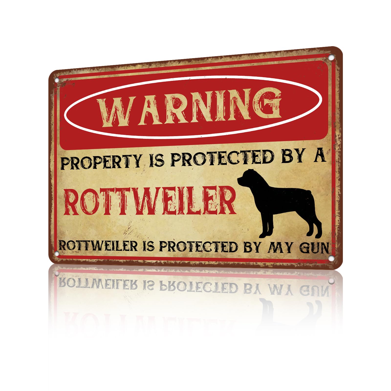 Anceky Warning Rottweiler Metal Tin Sign Yard Sign Wall Decor for Yard Bar Plub Outdoor Window 12×16 Inch