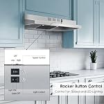 Hotte de portée 30 inch Sous Cabinet, Hotte de ventilation de cuisine en acier inoxydable 280CFM, Cuisinière de cuisine intégrée avec contrôle du bouton en fonte, cabriolet sans conduit, 2 Eventail de vitesse, lumineux LED lampe
