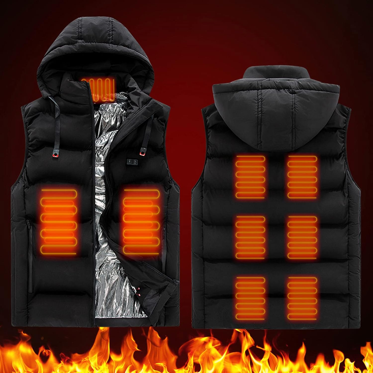 MTENG Heated Vest Men Women Unisex Fleece Lightweight Waistcoat Smart Dual Control USB Charging for Skiing Hunting Fishing at  Men’s Clothing store