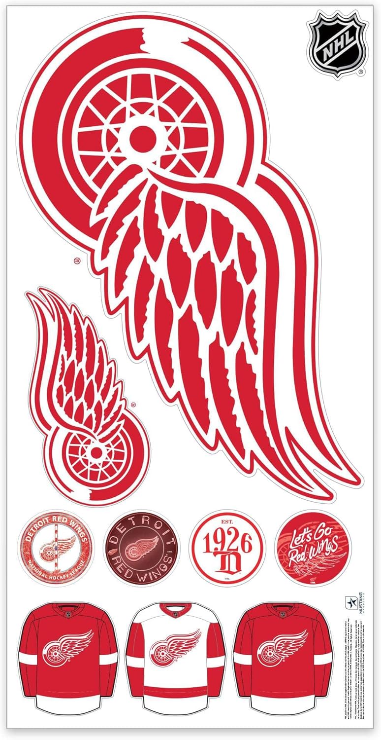 Sports Decor Detroit Red Wings Repositionable Wall Decal Set - Team Logos