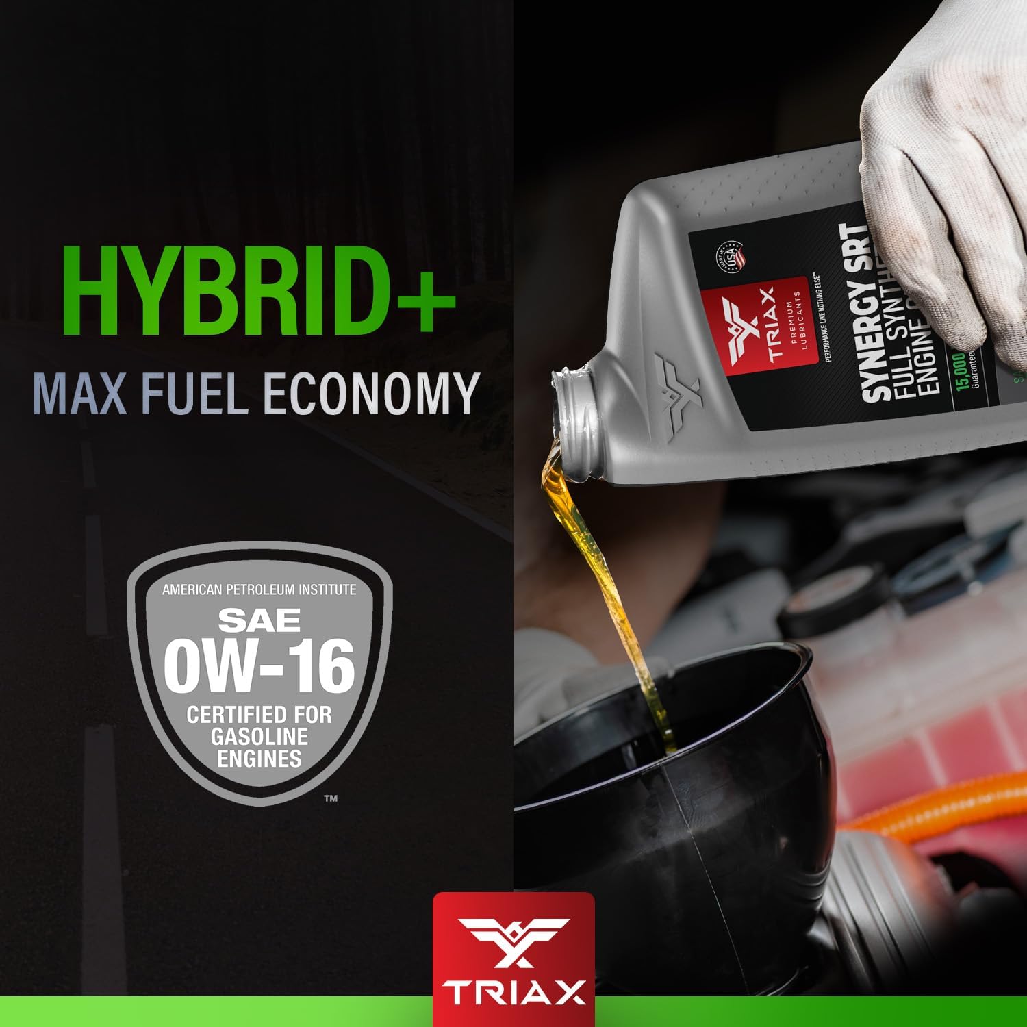 TRIAX Synergy SRT 0W-16 Full Synthetic PAO and Ester Engine Oil for Hybrid Vehicles - Extended Drain 15k Miles (5 Quart)