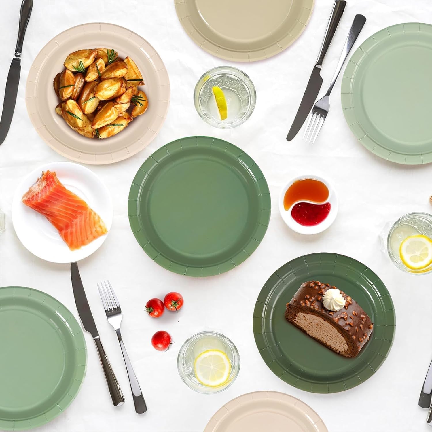 Condition photo showing New/Like New for Grencian 60 Pcs Sage Green Party Supplies Sage Paper Plates 9” Gradient Green Party Plates Disposable Dinner Cake Dessert Platter for Baby Shower Birthday Wedding Bridal Decorations, 6 Colour 60 Pcs Pastel Green Plate