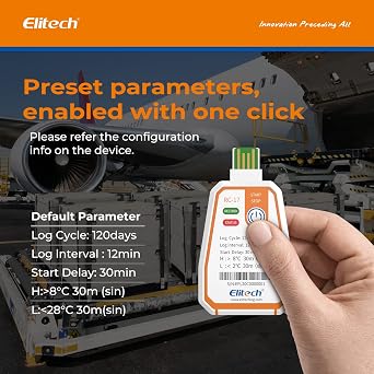 Elitech 10 Pack 120 Days USB Temperature Data Logger Single-Use Cold Chain Monitor (CCM) in-Transit Trip Disposable Temperature Recorder, Temperature Monitoring with PDF Report -22~158F RC-17