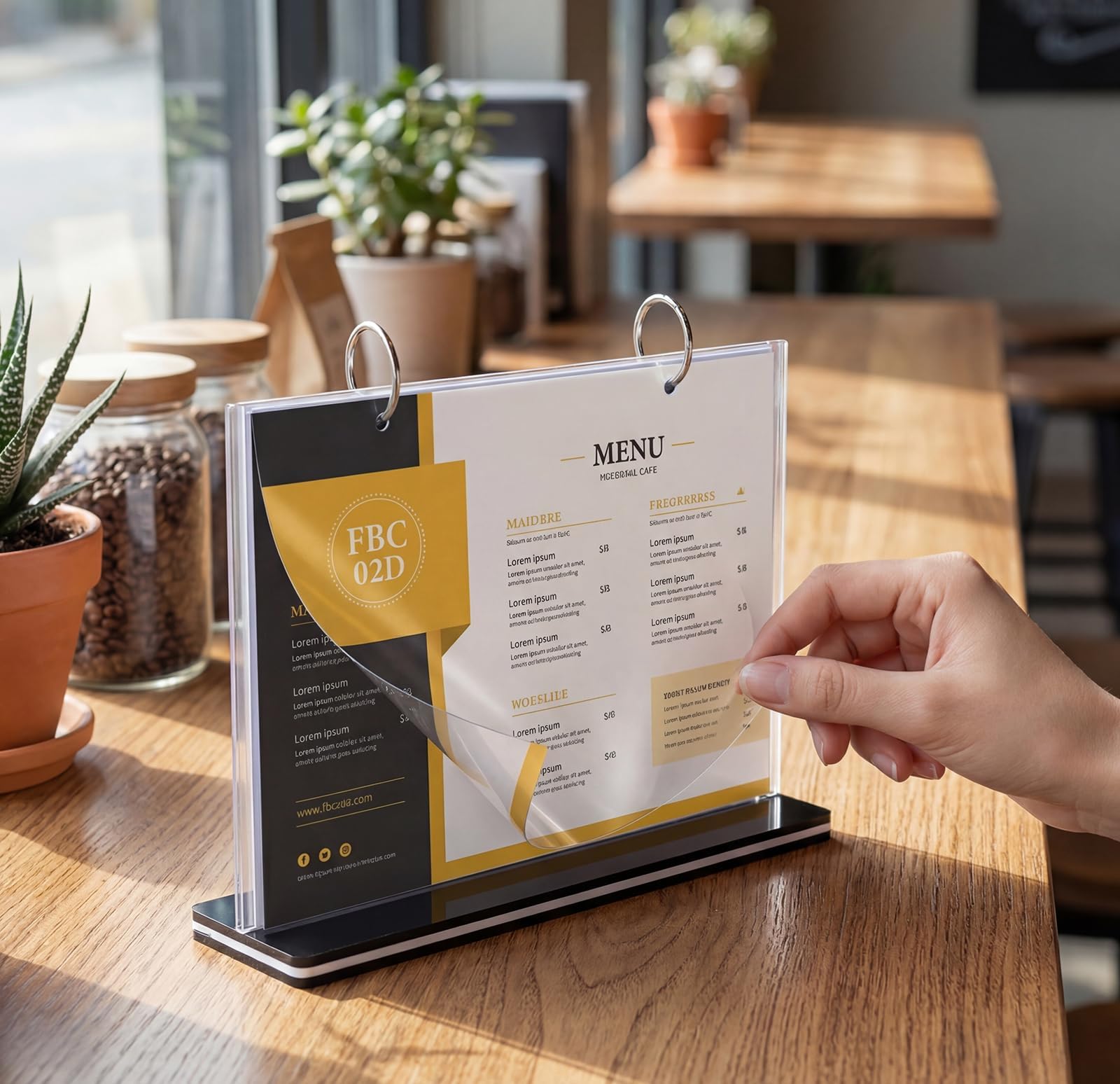 KAFENDA T-Shaped Multi-Page flip Acrylic Sign Holder, menu/Photo/Advertising/Beverage Display Stand, 8.5 x 11 inches
