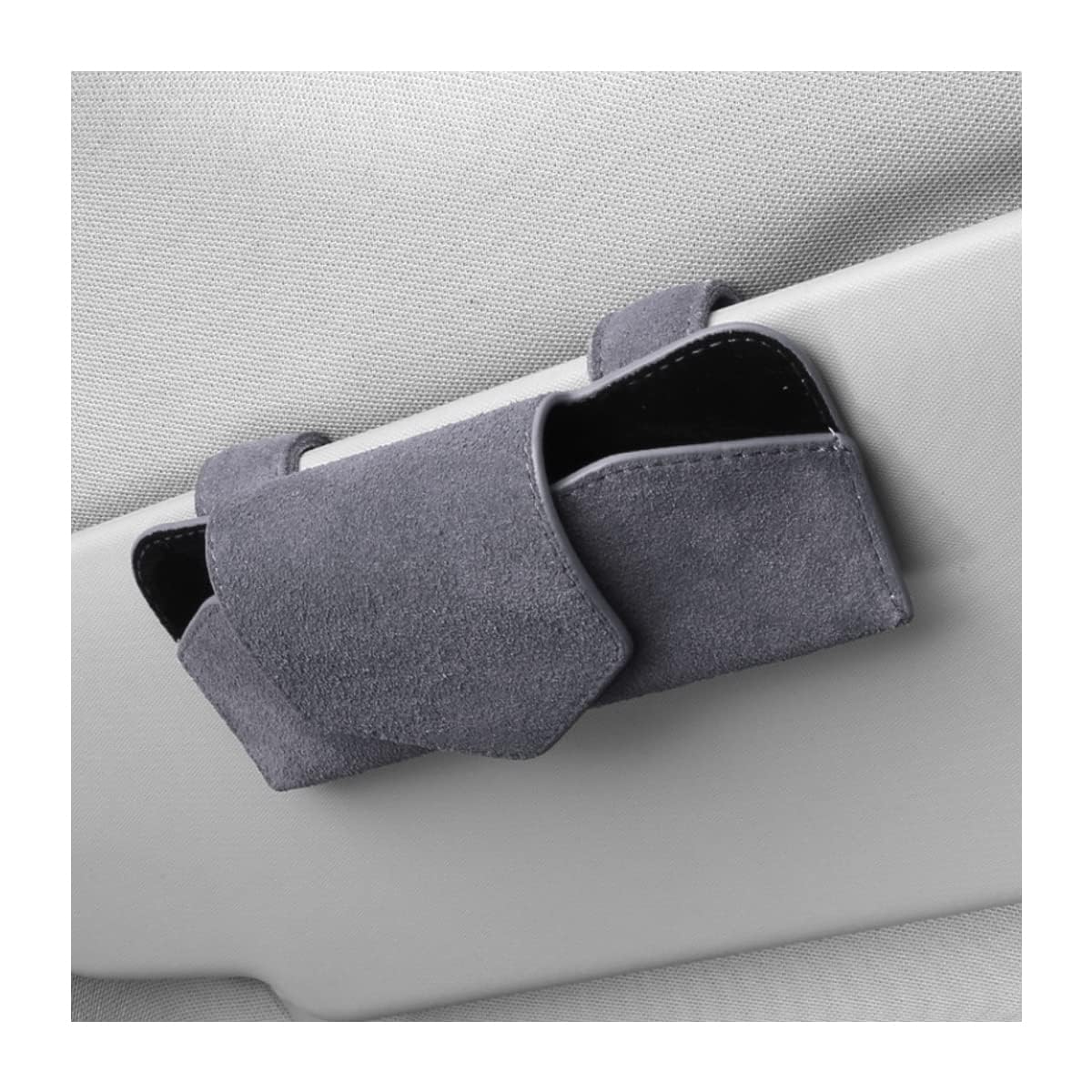 Azonee Sunglasses Holder for Car Sun Visor, Vehicle Sunglasses Holder Leather Eyeglasses Hanger for Sun Visor with Magnetic Closure Universal Sunglasses Organizer Box for All Cars (Gray)